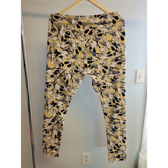 LuLaRoe Disney TC light Yellow Leggings w/ vintage Mickey Mouse unicorn - Picture 6 of 9